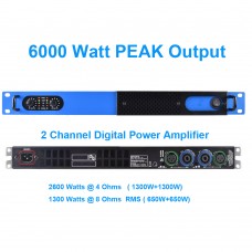 MiCWL Blue 2600W Digital Power Amplifier 2 Channel 2600 Watts Speaker PreAMPs AMP D6200-Blue